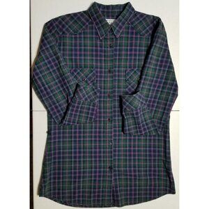 Matchstick Argus Button Up Roll Tab Sleeves & Sides Cotton Check Shirt Women's M